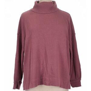 GAP Women's Dusty Rose Ribbed Turtleneck Cowl Neck Loose Fit Sweater
